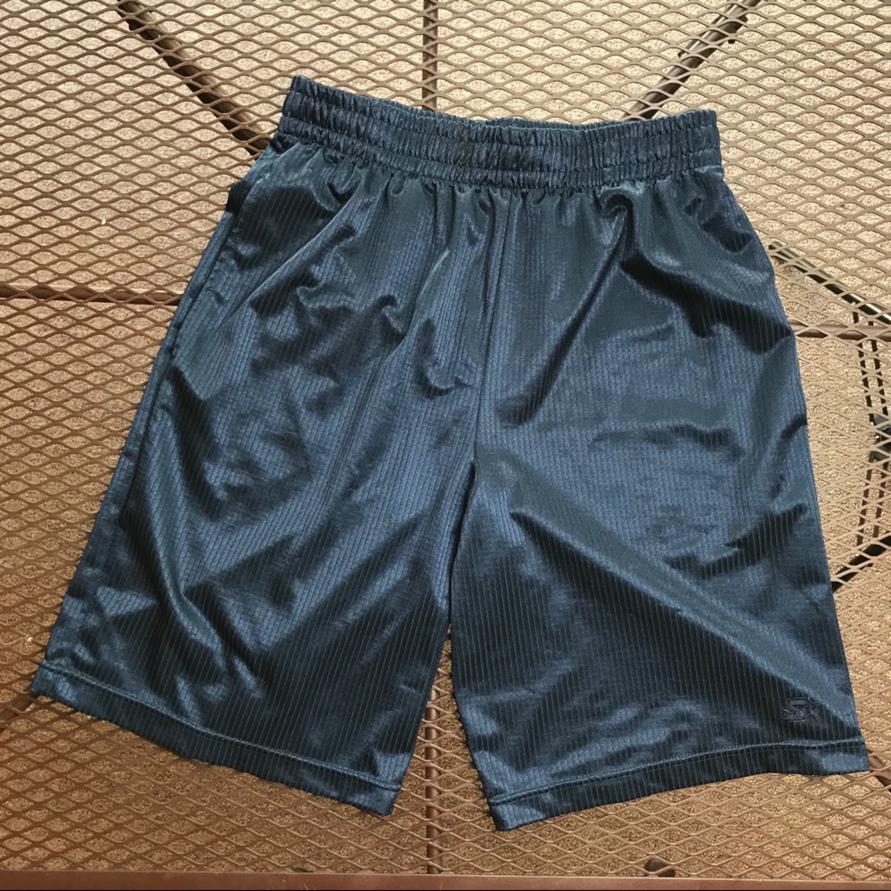 NAVY PIN STRIPED STARTER DRAWSTRING ELASTIC SHORTS